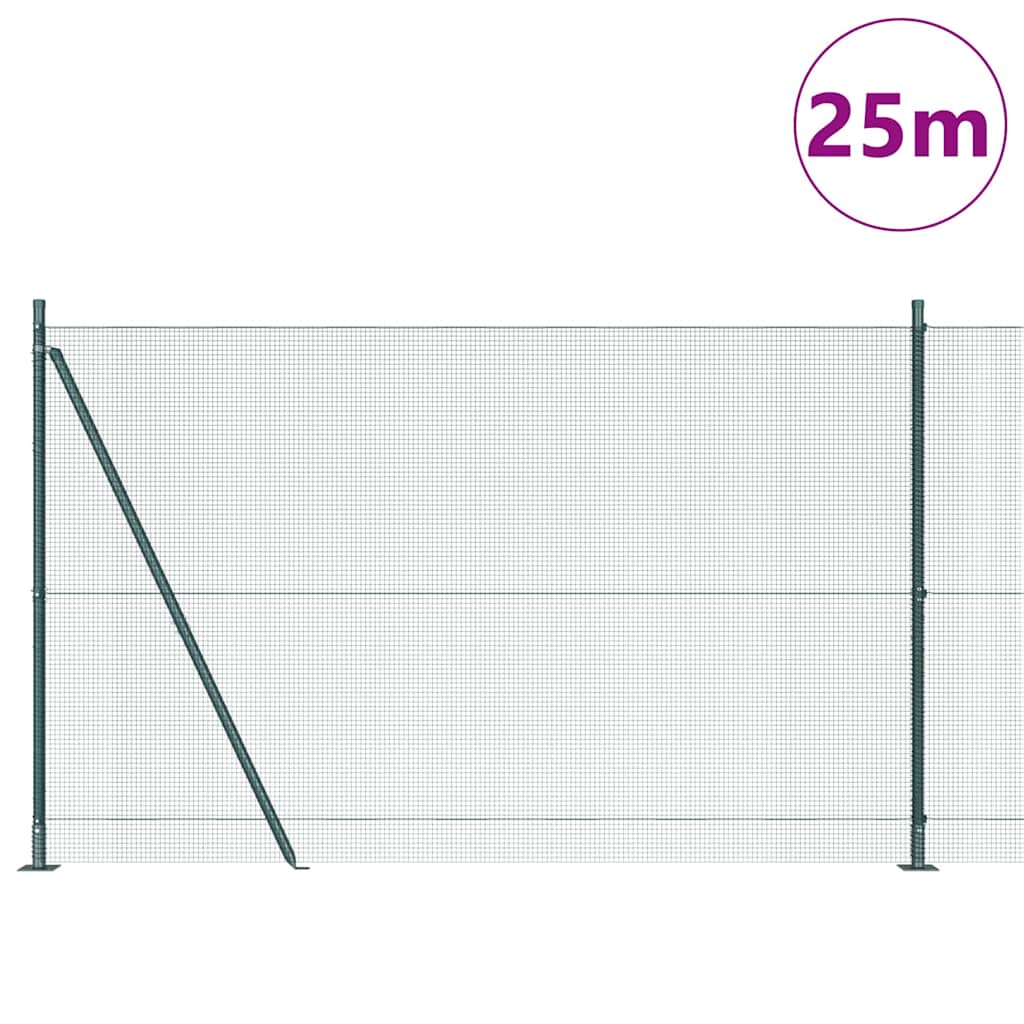 Geschweißter Drahtzaun mit Betonsockel 25 x 1,5 m Grün Netz