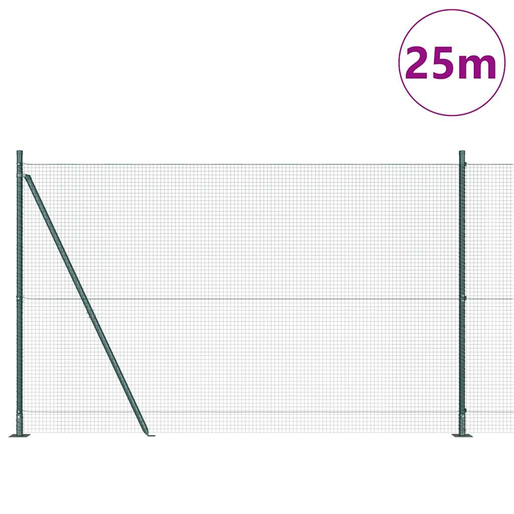 Geschweißter Drahtzaun mit Betonsockel 25 x 1,5 m Grün Netz