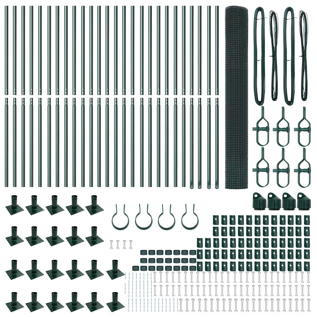 Geschweißter Drahtzaun mit Betonsockel 50 x 1,2 m Grün Netz