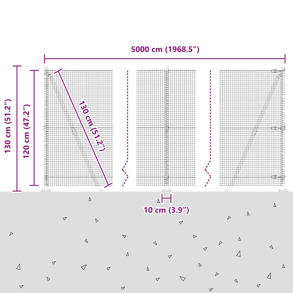 Geschweißter Drahtzaun mit Betonsockel 50 x 1,2 m Grün Netz