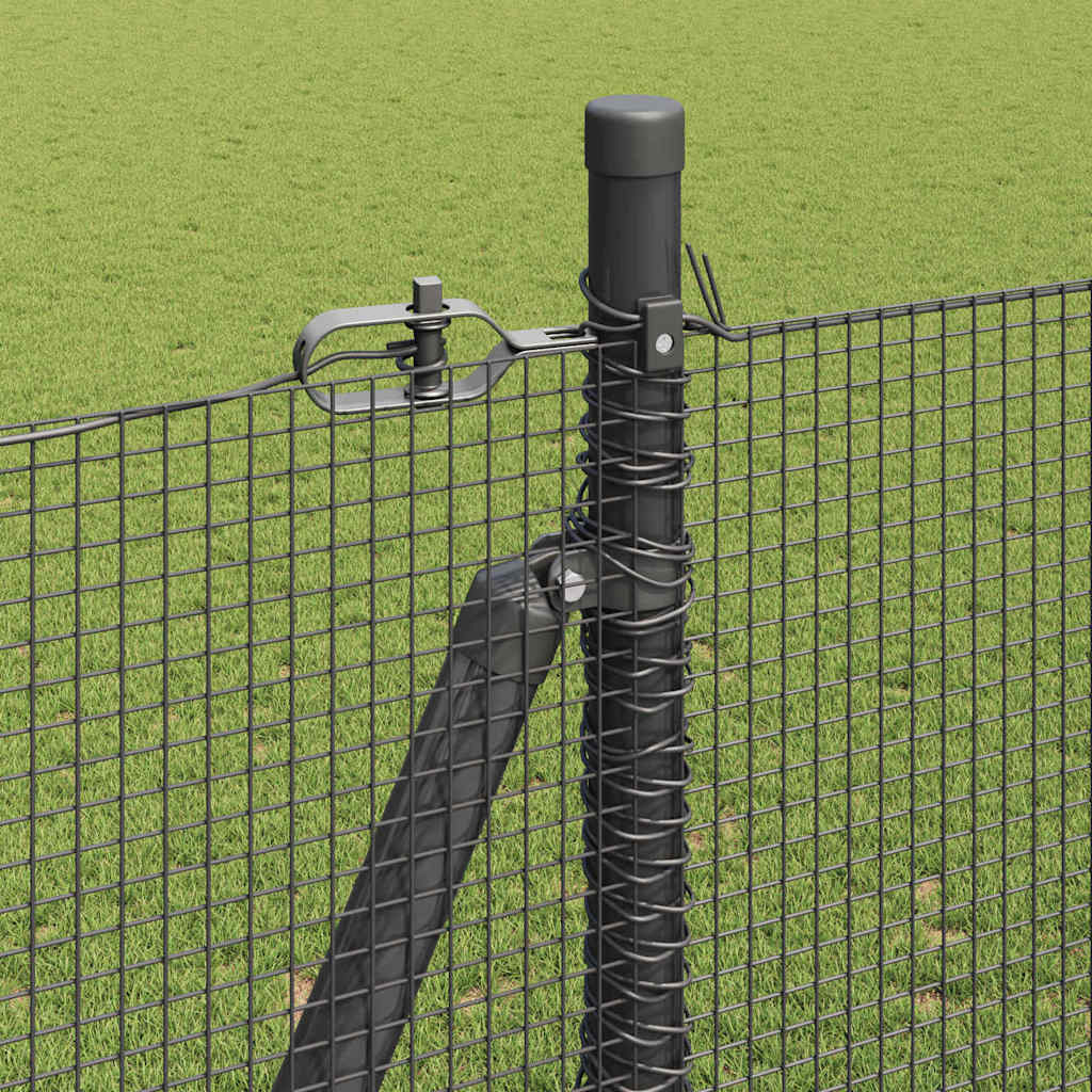 Geschweißter Drahtzaun mit Betonsockel 25 x 1,5 m Grau Netz