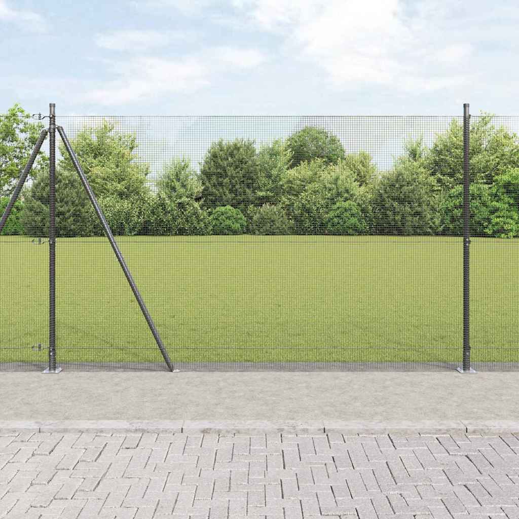 Geschweißter Drahtzaun mit Betonsockel 25 x 1,5 m Grau Netz