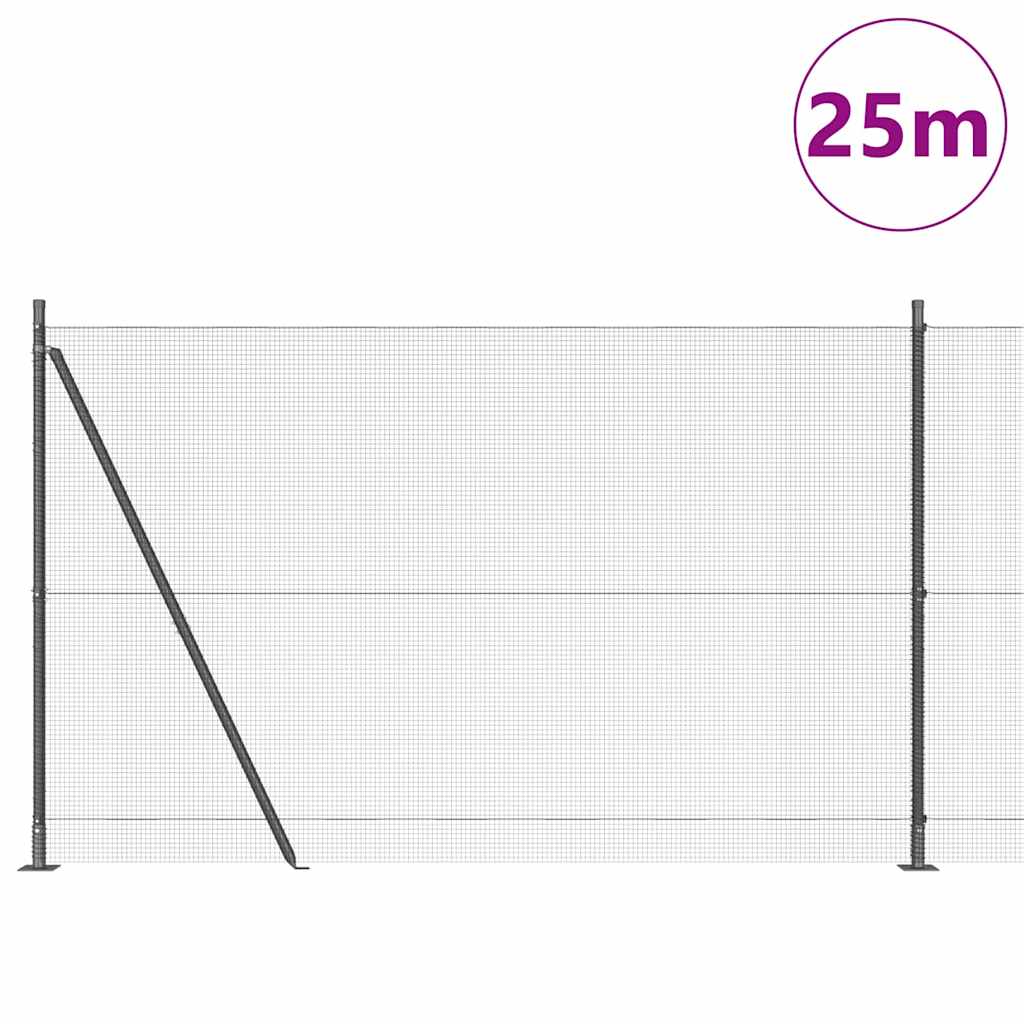 Geschweißter Drahtzaun mit Betonsockel 25 x 1,5 m Grau Netz