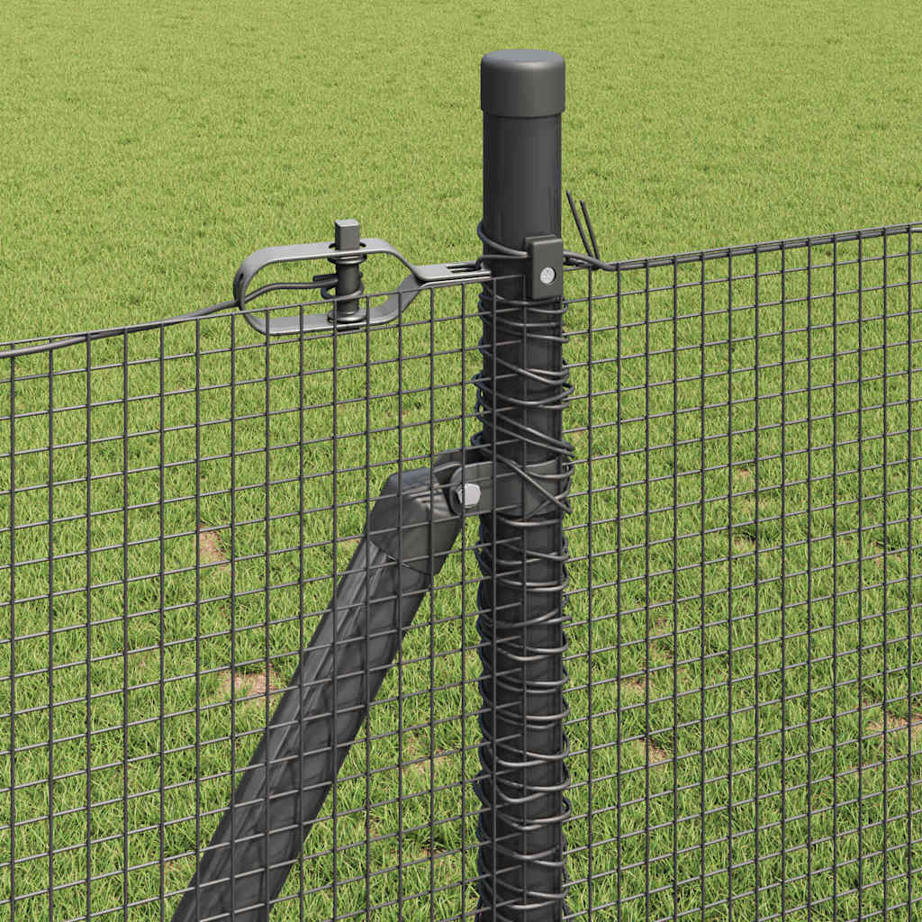 Geschweißter Drahtzaun mit Betonsockel 50 x 0,8 m Grau Netz