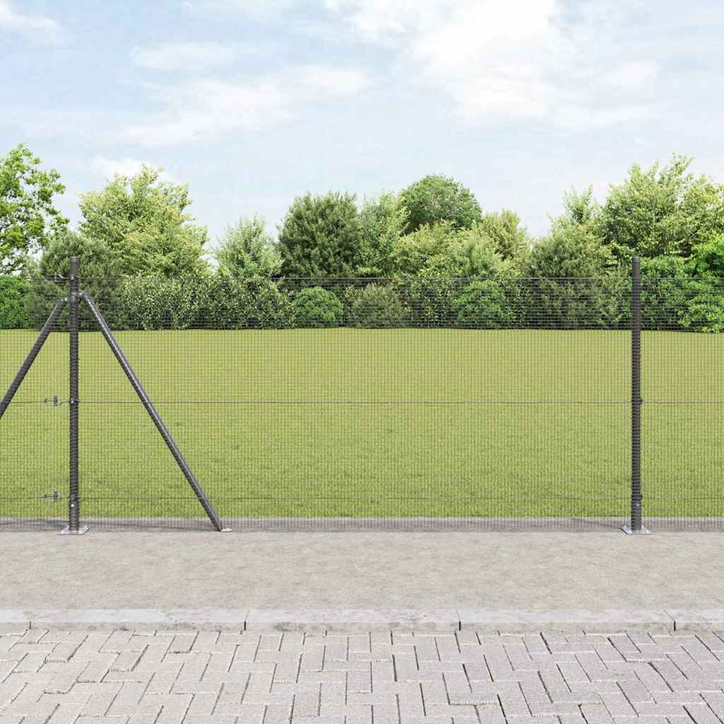 Geschweißter Drahtzaun mit Betonsockel 50 x 0,8 m Grau Netz