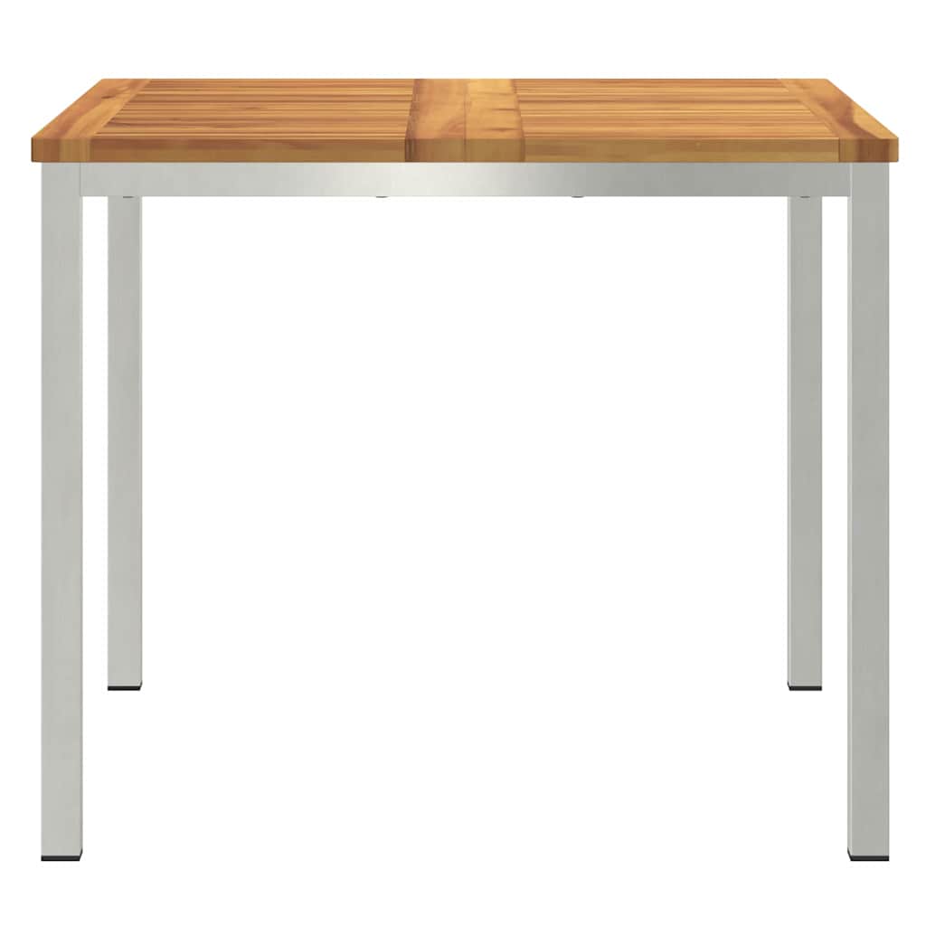 Esstisch 90x90x75 cm Massives Akazienholz und Edelstahl