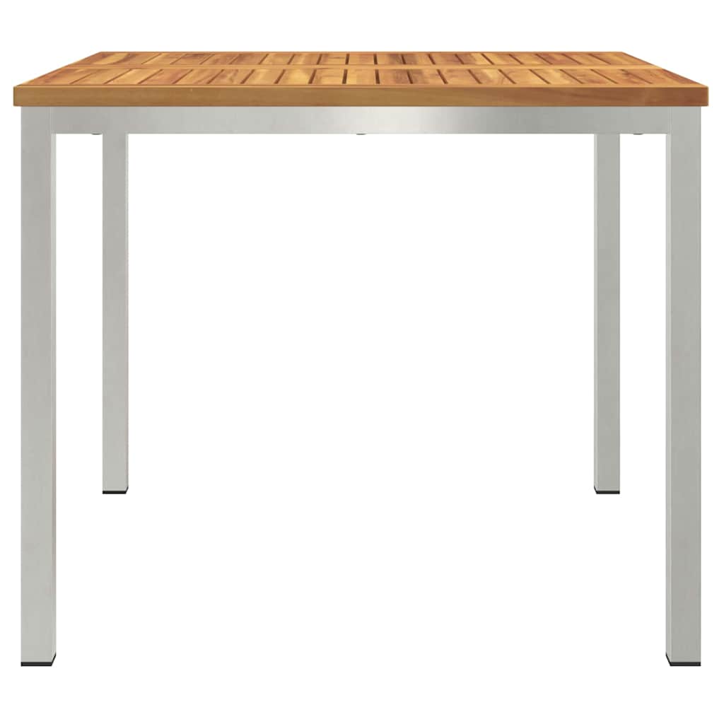 Esstisch 90x90x75 cm Massives Akazienholz und Edelstahl