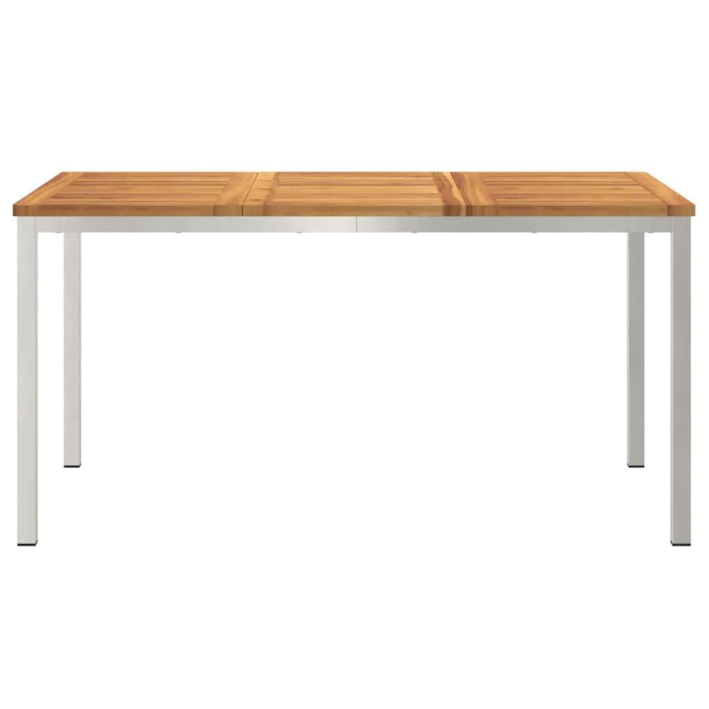 Esstisch 150x90x75 cm Massives Akazienholz und Edelstahl