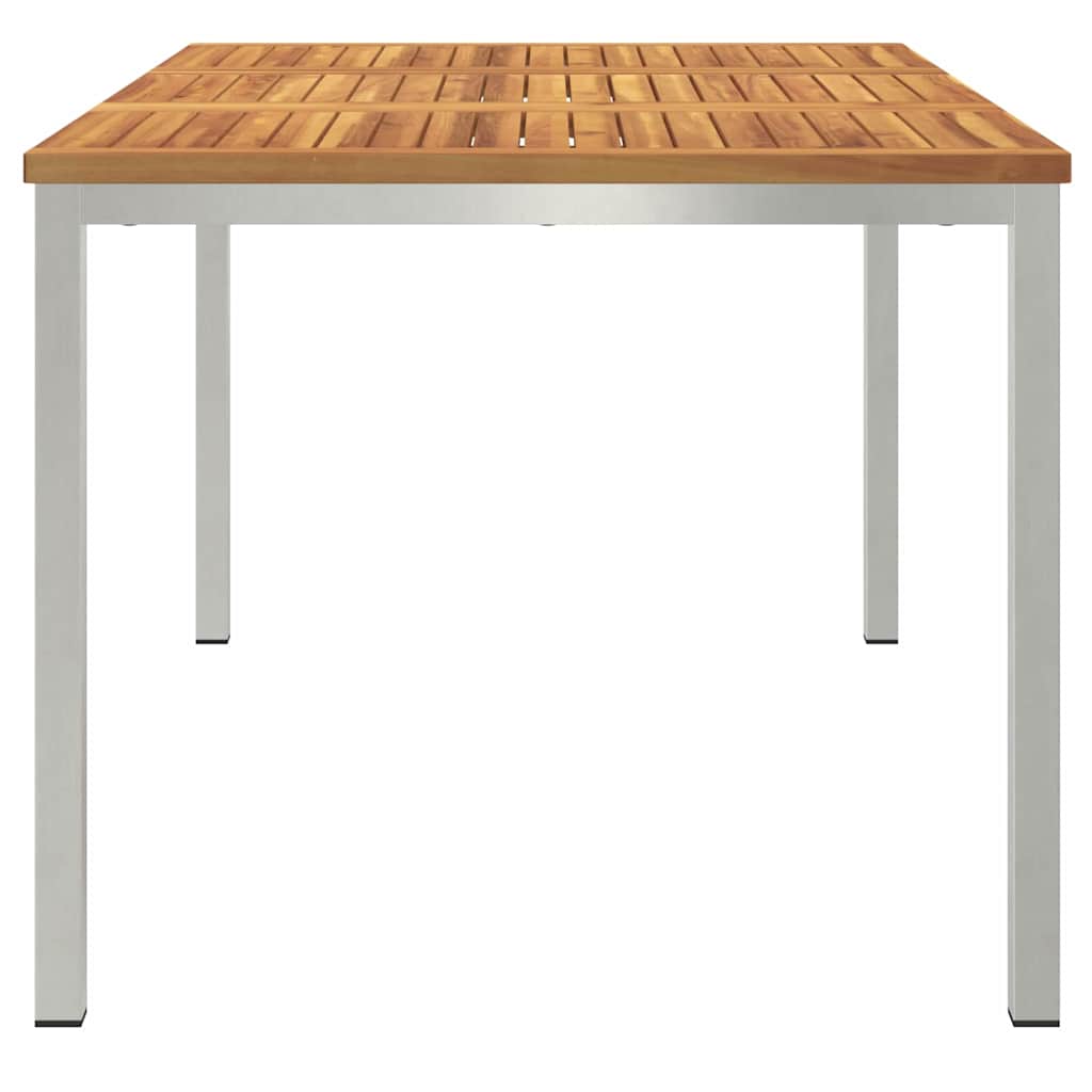 Esstisch 150x90x75 cm Massives Akazienholz und Edelstahl