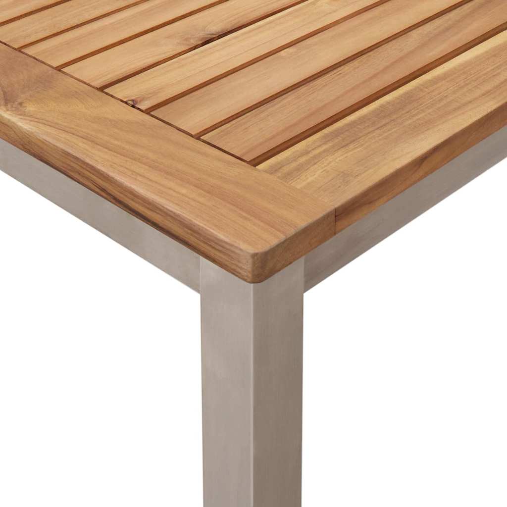 Esstisch 150x90x75 cm Massives Teakholz und Edelstahl
