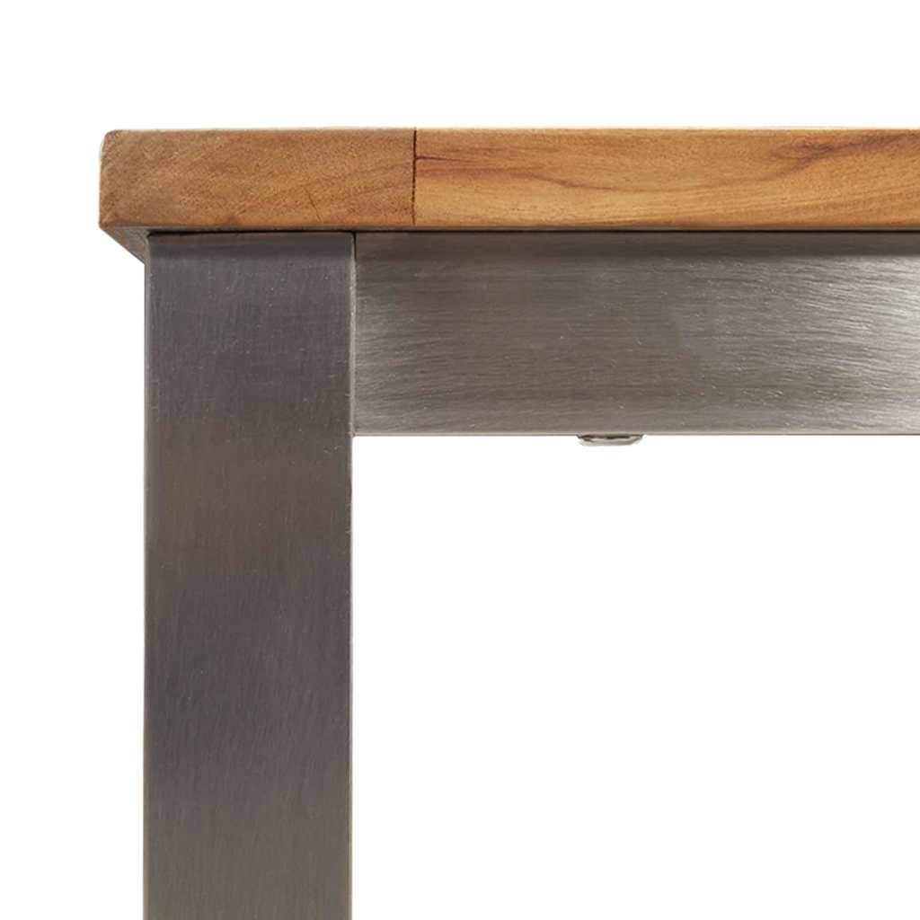 Esstisch 150x90x75 cm Massives Teakholz und Edelstahl