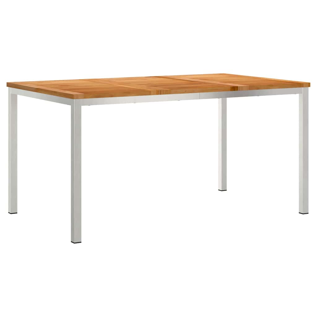 Esstisch 150x90x75 cm Massives Teakholz und Edelstahl