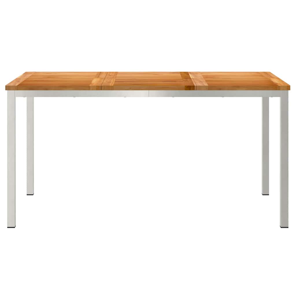 Esstisch 150x90x75 cm Massives Teakholz und Edelstahl