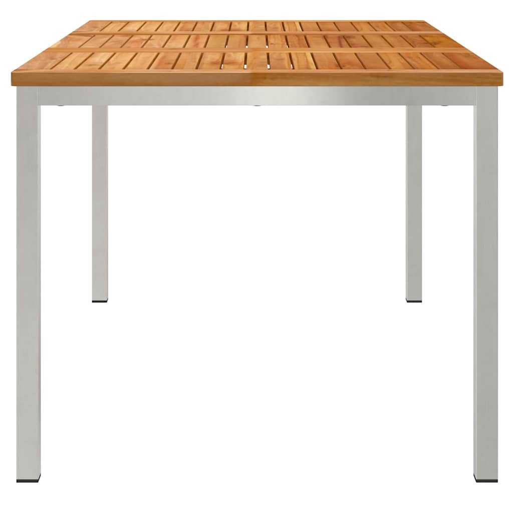 Esstisch 150x90x75 cm Massives Teakholz und Edelstahl