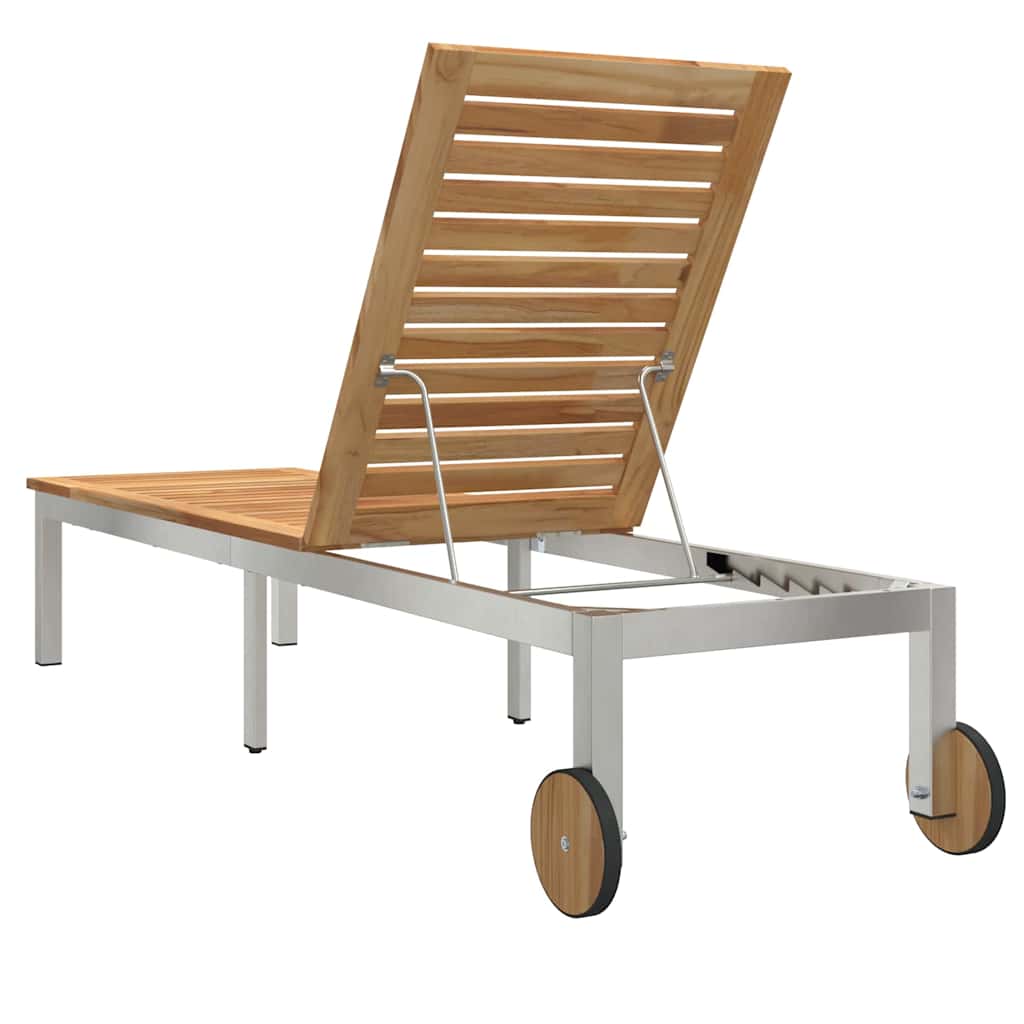 Sonnenliege 1-Person Braun 207 x 58 x 35cm Massivholz Akazie