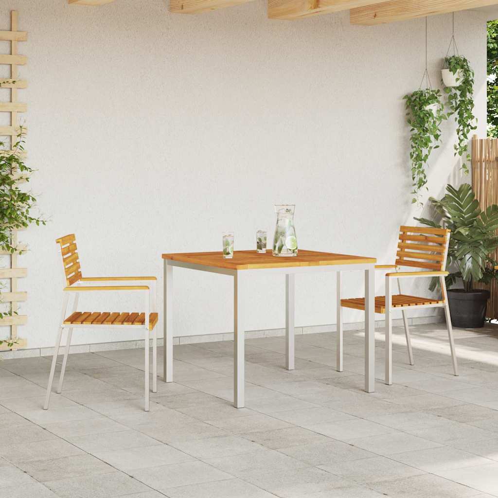 Gartenstuhl 2 Stk. Massives Akazienholz und Edelstahl