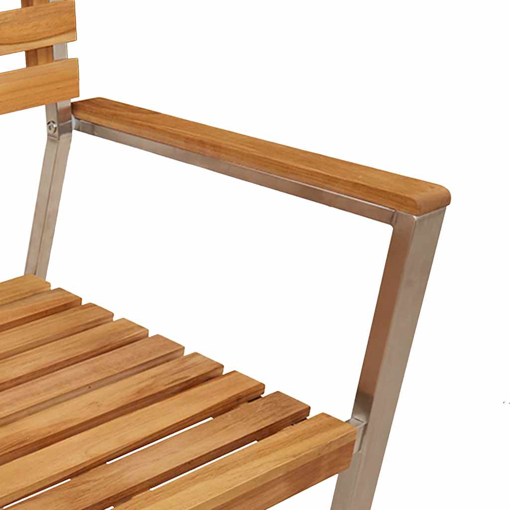 Gartenstuhl 2 Stk. Massives Teakholz und Edelstahl