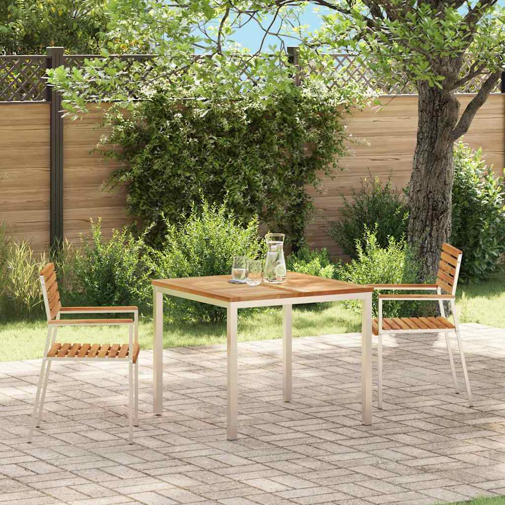 Gartenstuhl 2 Stk. Massives Teakholz und Edelstahl