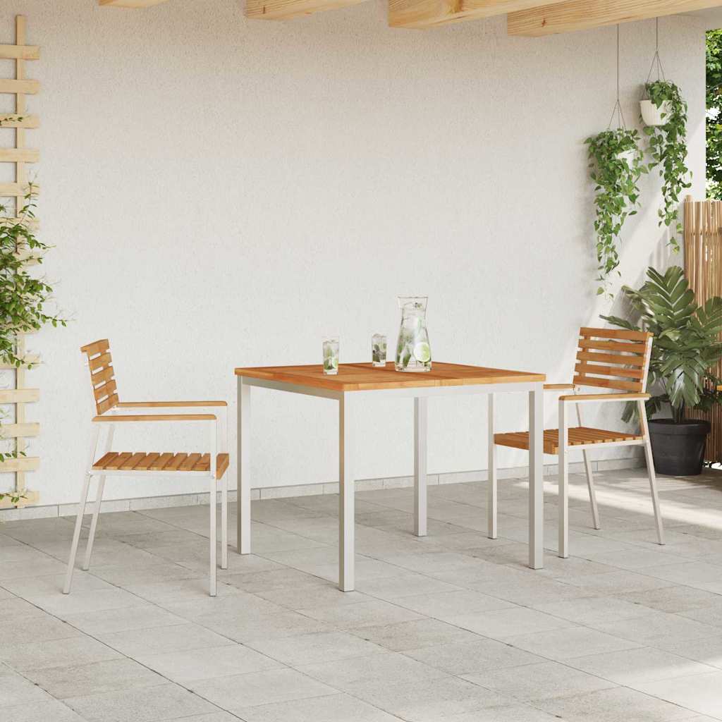 Gartenstuhl 2 Stk. Massives Teakholz und Edelstahl