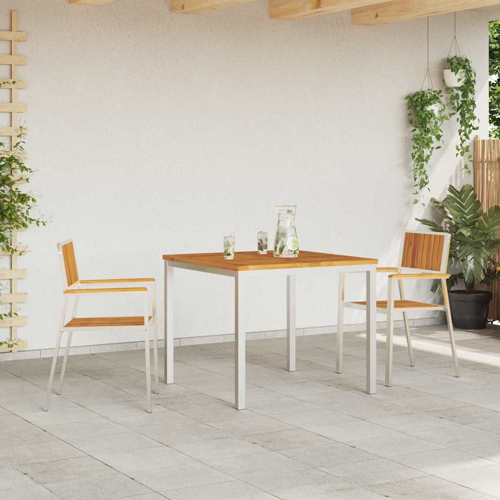 Gartenstuhl 2 Stk. Massives Akazienholz und Edelstahl