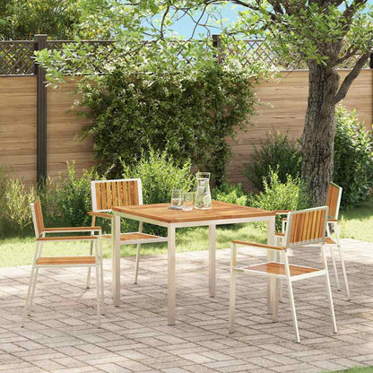 Gartenstuhl 4 stk. Massives Akazienholz und Edelstahl