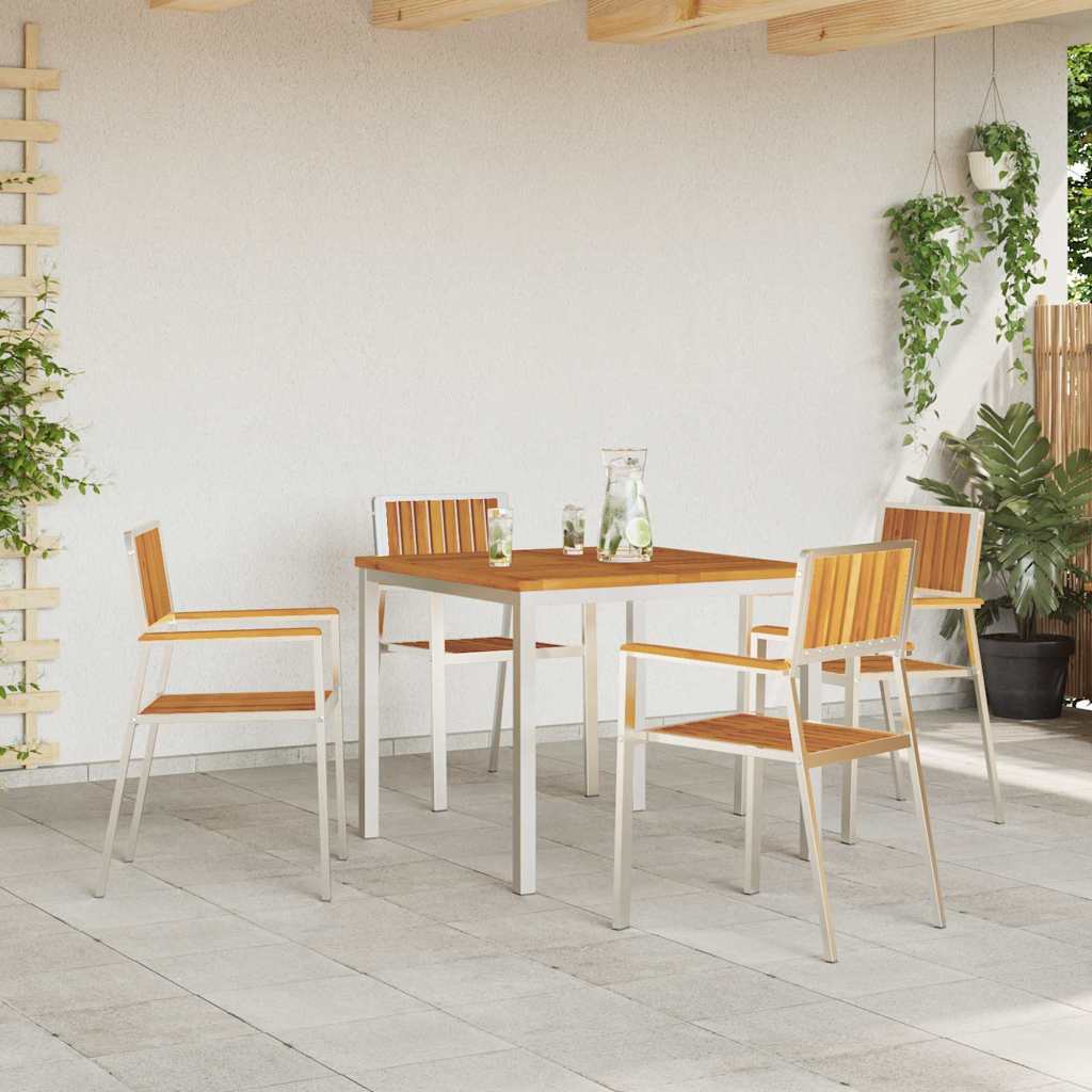Gartenstuhl 4 Stk. Massives Akazienholz und Edelstahl