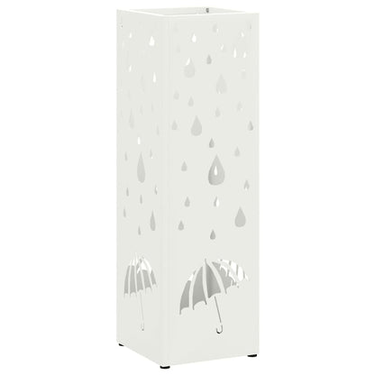 Regenschirmständer mit Speicher Weiß 15,5 x 15,5 x 49 cm Stahl