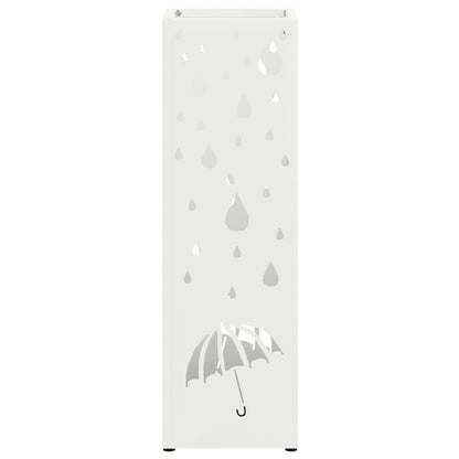 Regenschirmständer mit Speicher Weiß 15,5 x 15,5 x 49 cm Stahl