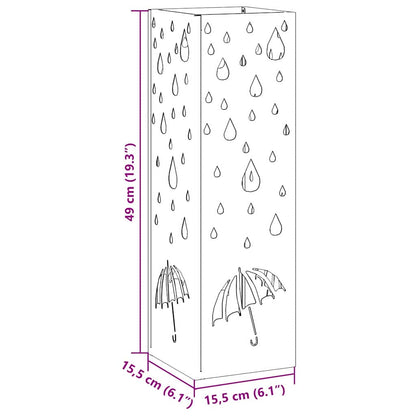 Regenschirmständer mit Speicher Weiß 15,5 x 15,5 x 49 cm Stahl