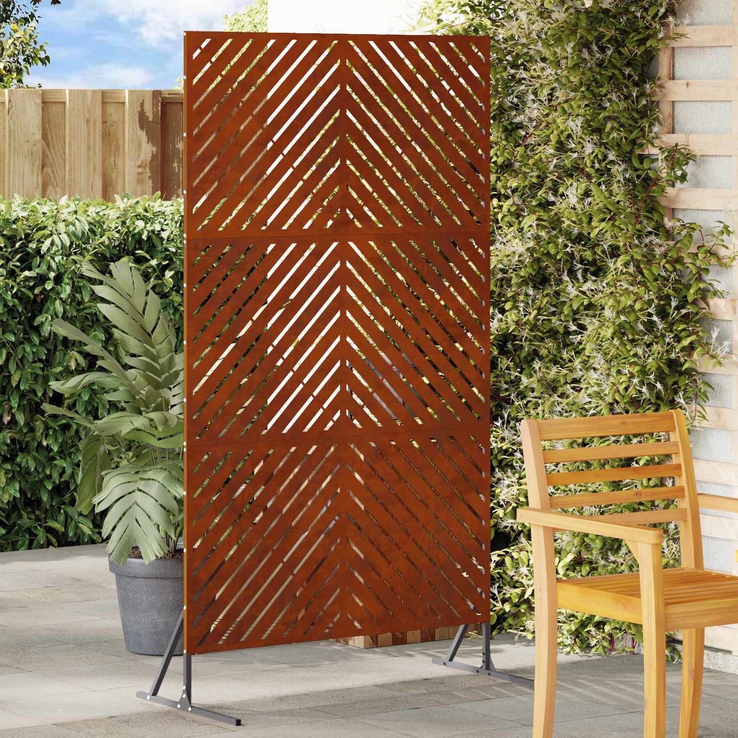 Sichtschutz 100 x 50 x 180 cm Wetterfeststahl Rostoptik