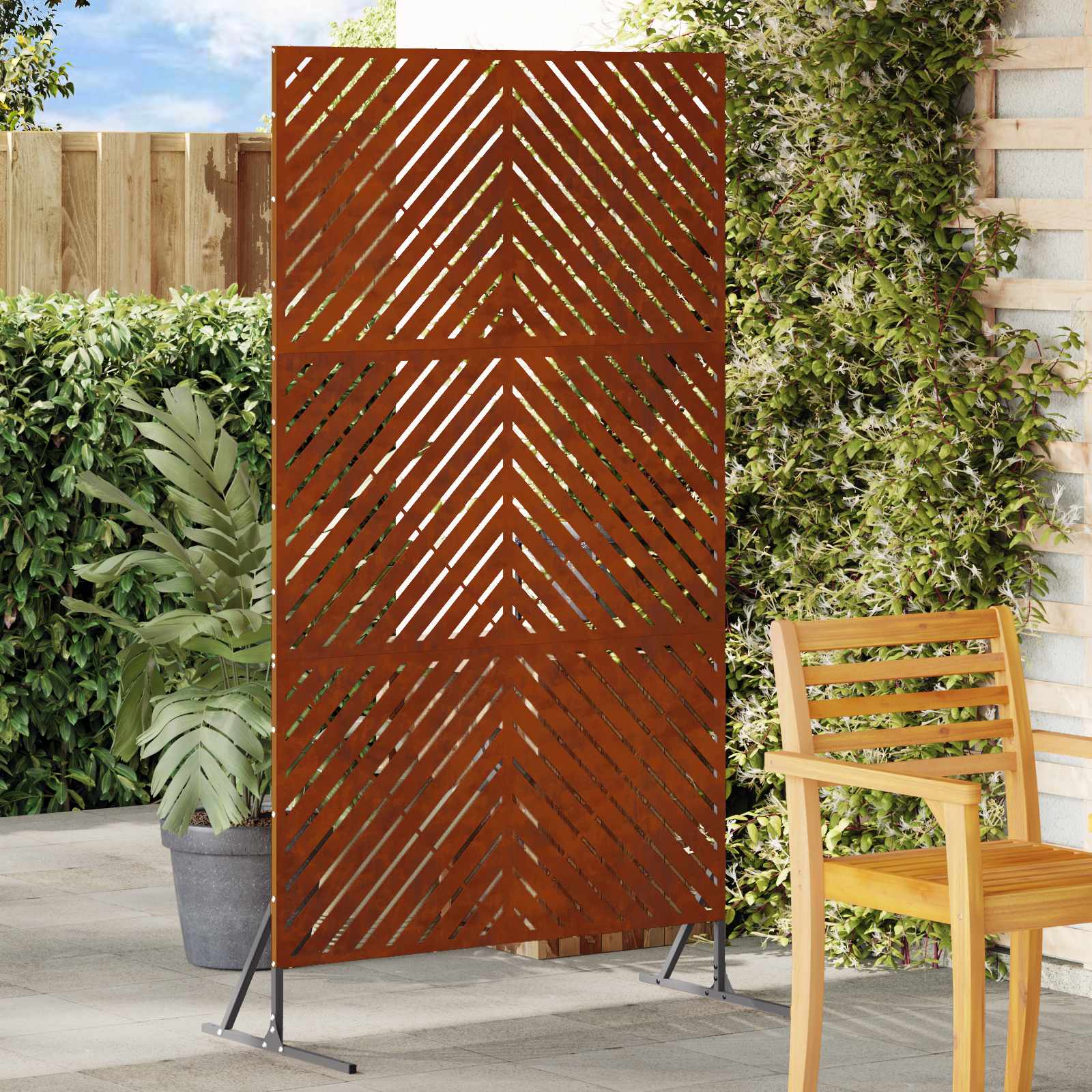 Sichtschutz 100 x 50 x 180 cm Wetterfeststahl Rostoptik