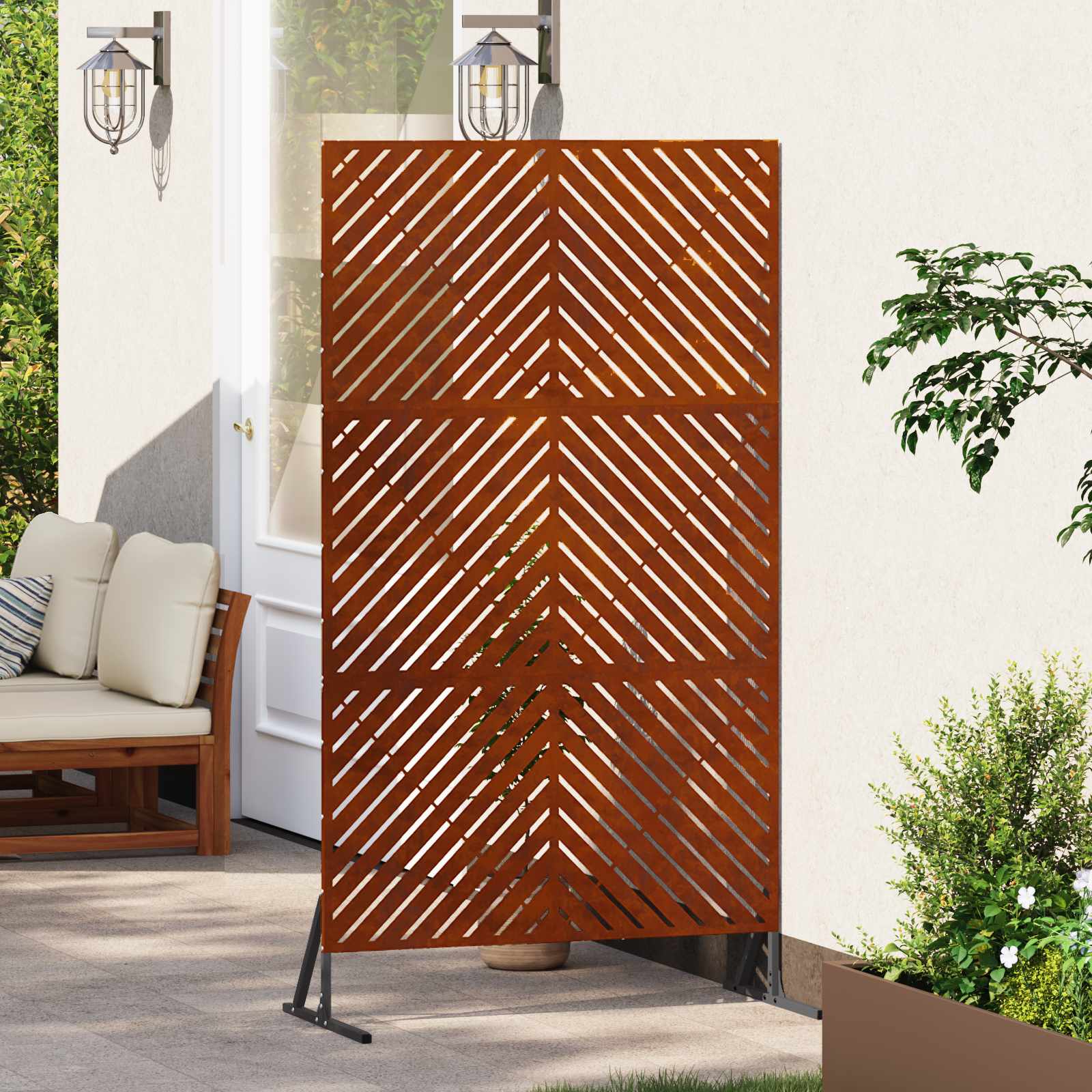 Sichtschutz 100 x 50 x 180 cm Wetterfeststahl Rostoptik