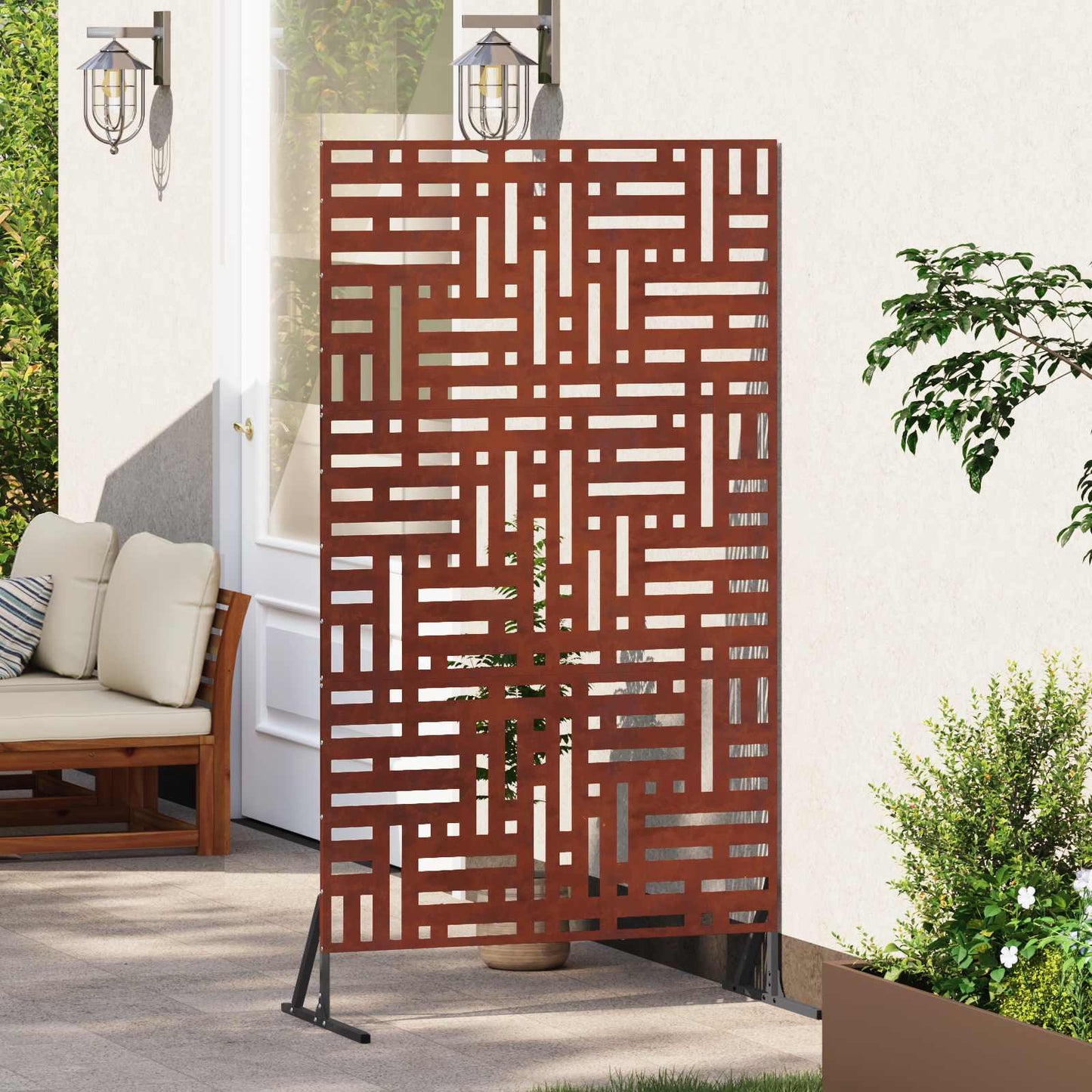 Sichtschutz 100 x 50 x 180 cm Wetterfeststahl Rostoptik
