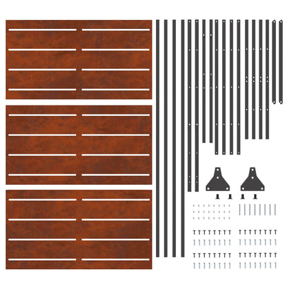 Sichtschutz 100 x 50 x 180 cm Wetterfeststahl Rostoptik