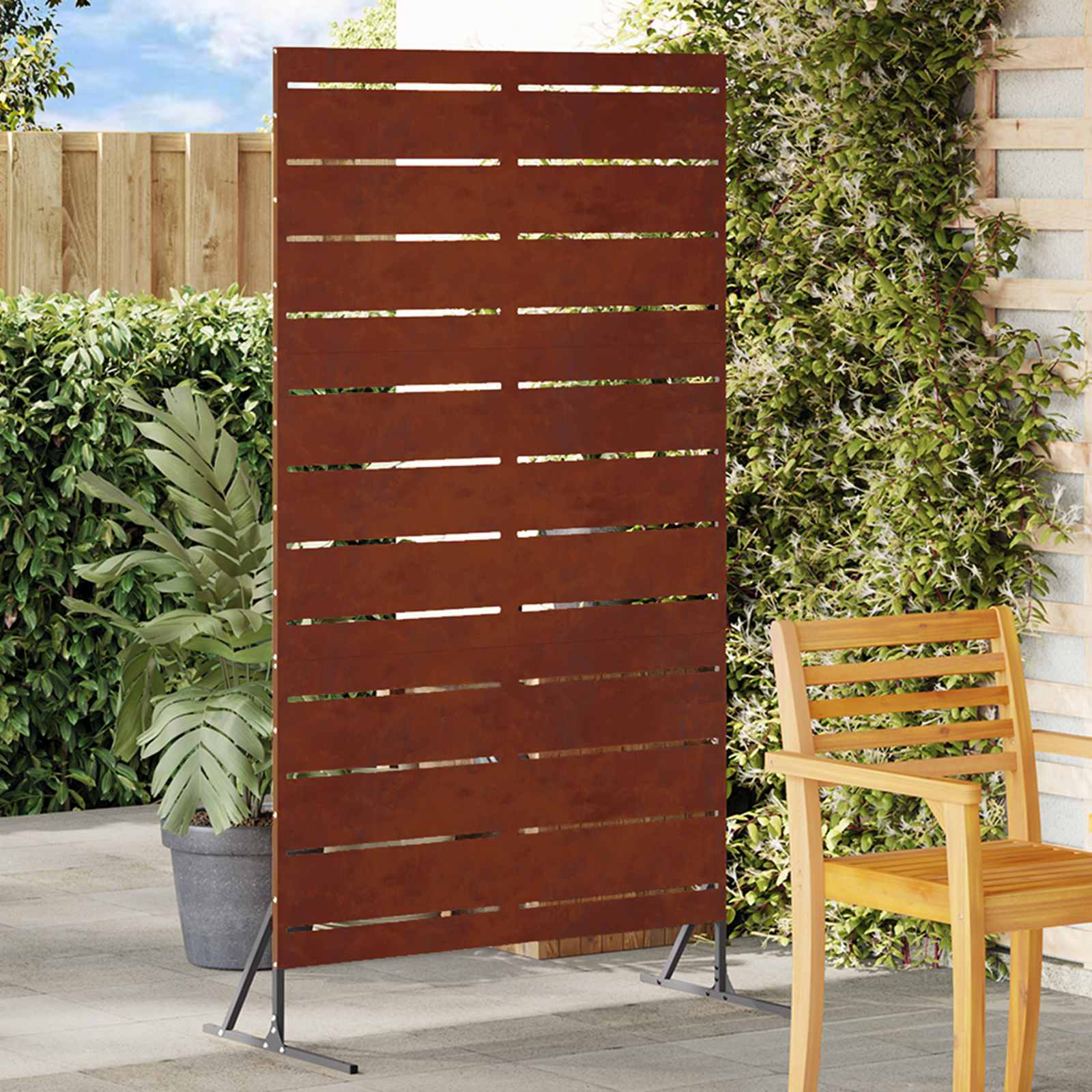 Sichtschutz 100 x 50 x 180 cm Wetterfeststahl Rostoptik