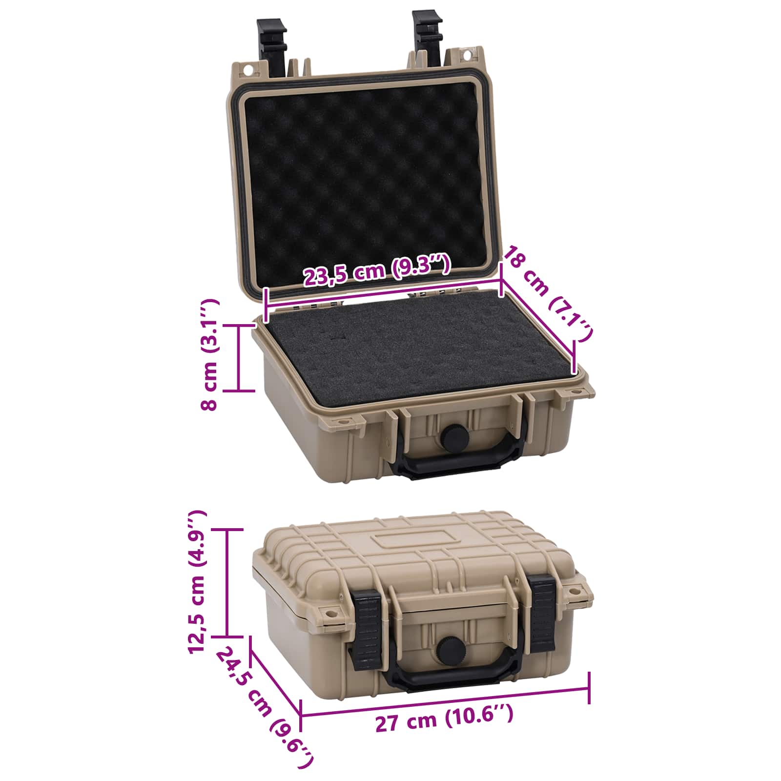 Hartschalenkoffer Sand 27 x 24,5 x 12,5 cm Polypropylen und ABS