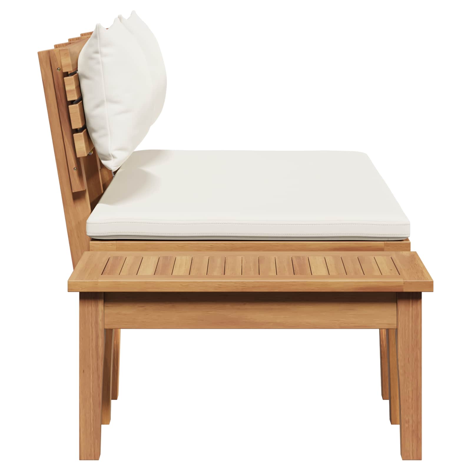 Gartenbank und Tischset 2 stk. Creme und Braun Massivholz Teak