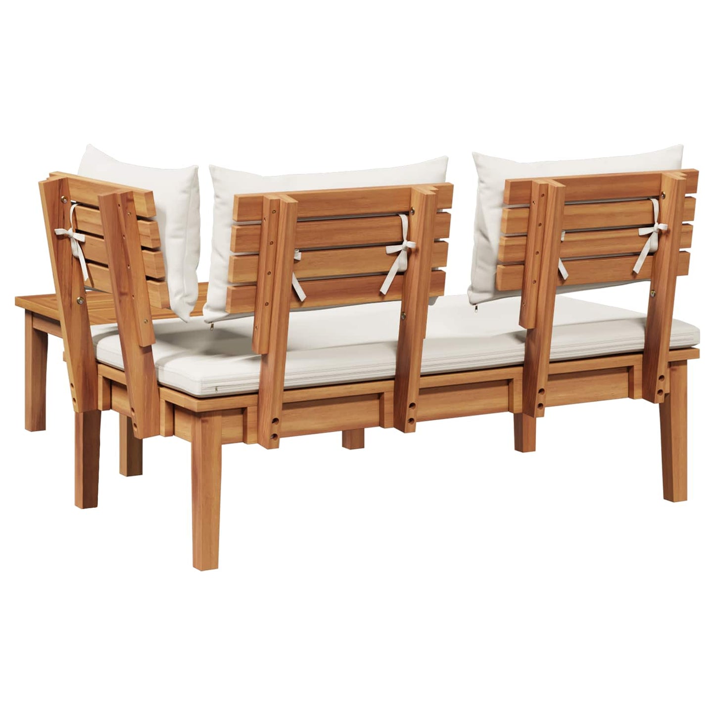 Gartenbank und Tischset 2 stk. Creme und Braun Massivholz Teak