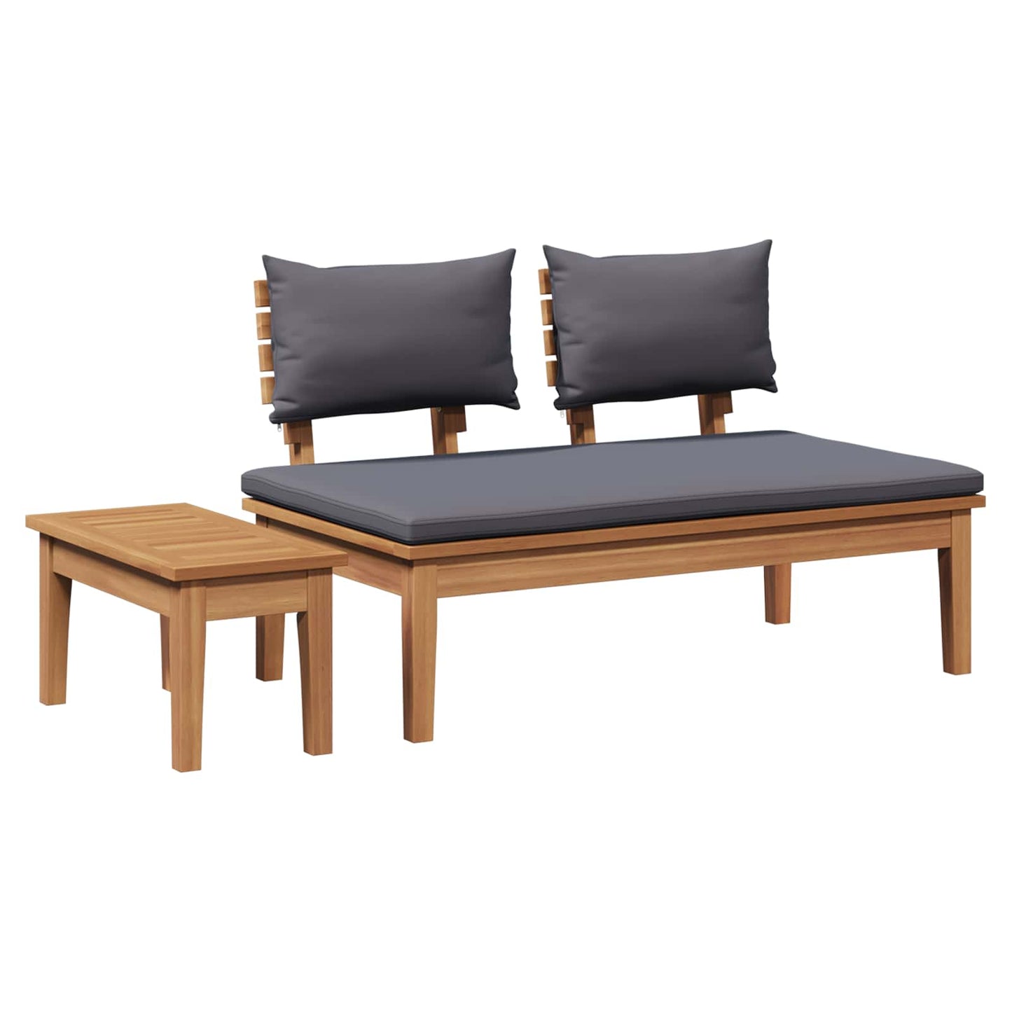 Gartenbank und Tischset 2 stk. Grau und Braun Massivholz Teak