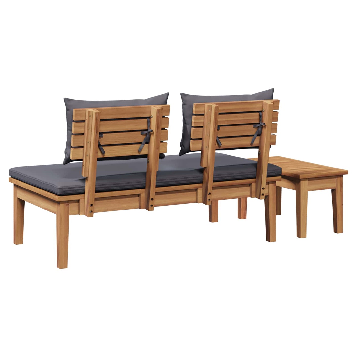 Gartenbank und Tischset 2 stk. Grau und Braun Massivholz Teak