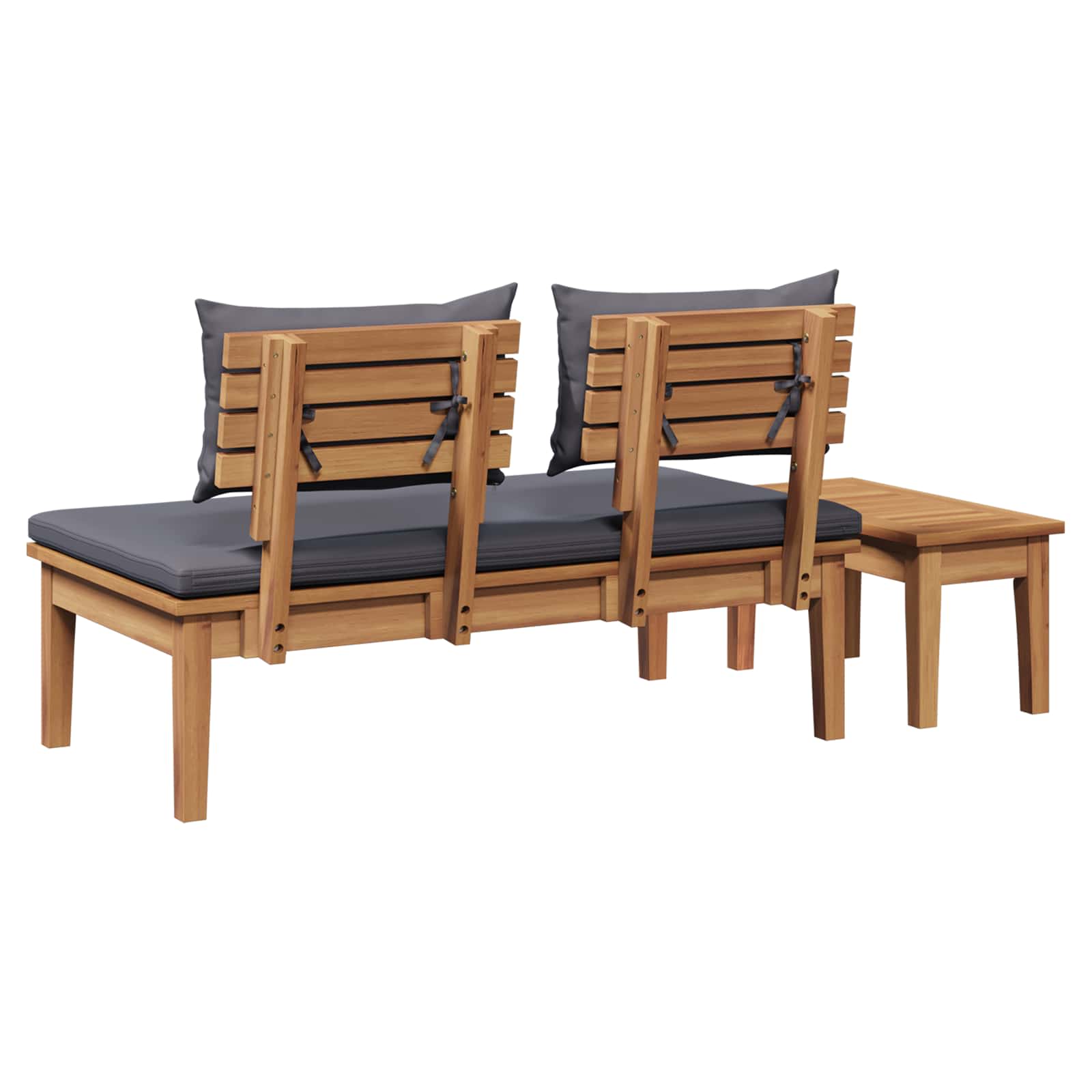 Gartenbank und Tischset 2 stk. Grau und Braun Massivholz Teak