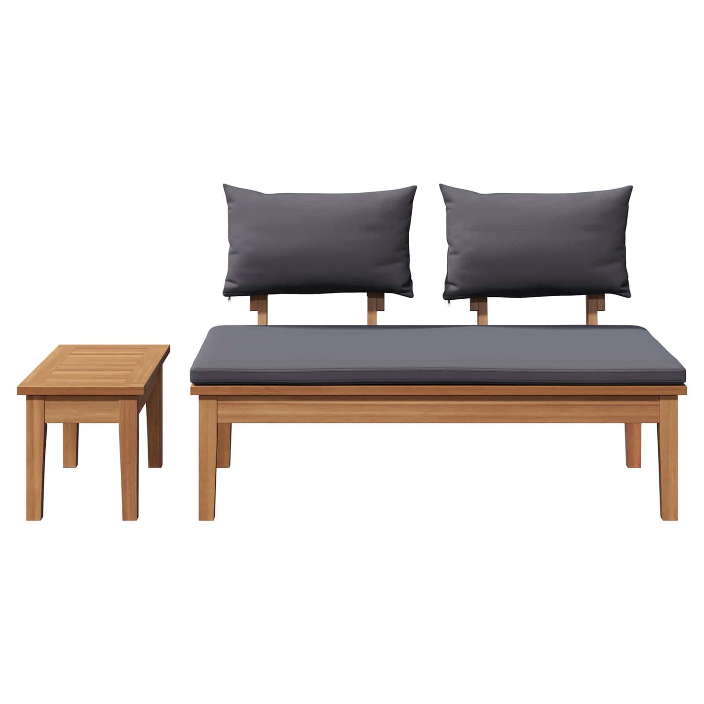Gartenbank und Tischset 2 stk. Grau und Braun Massivholz Teak