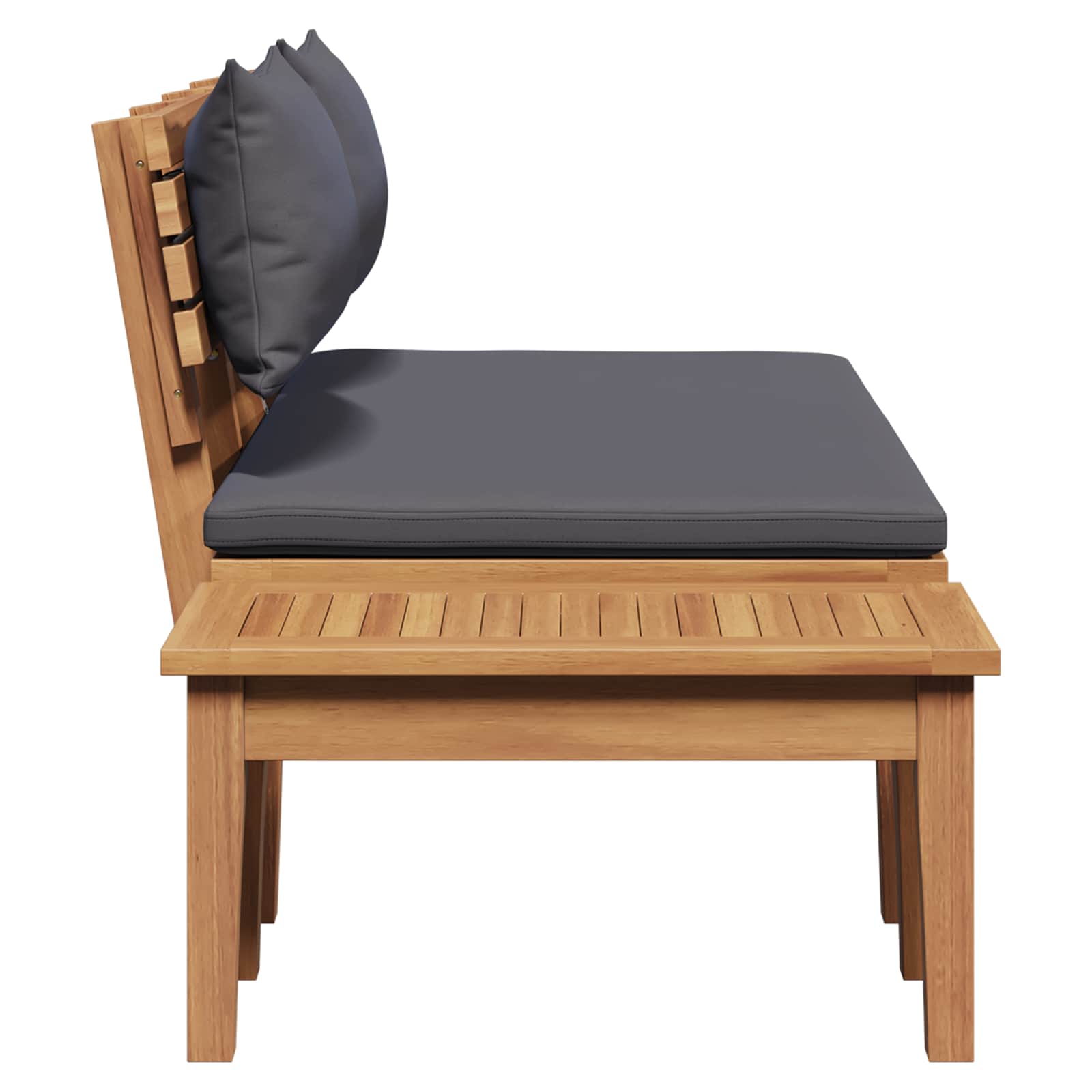 Gartenbank und Tischset 2 stk. Grau und Braun Massivholz Teak