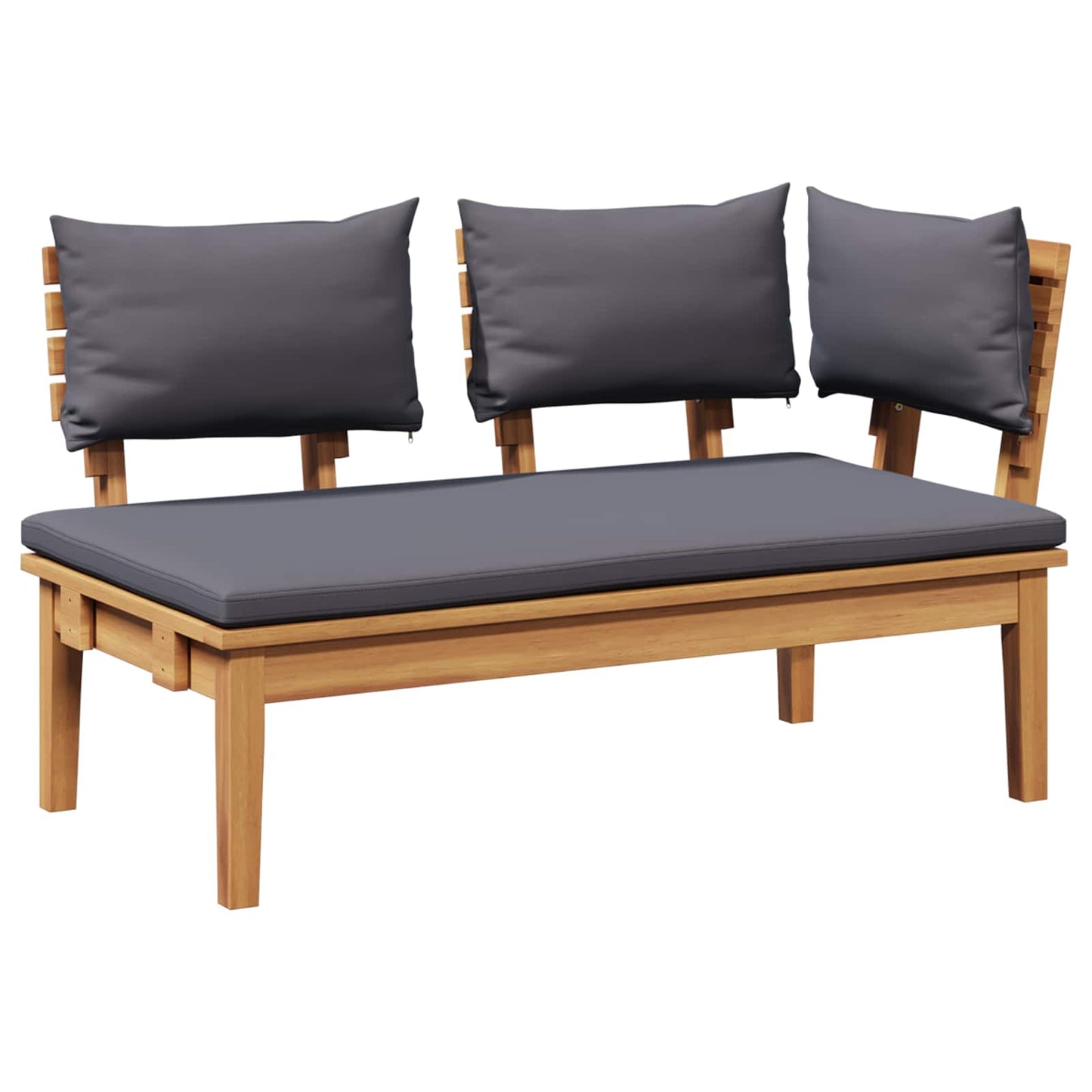 Gartenbank und Tischset 2 stk. Grau und Braun Massivholz Teak