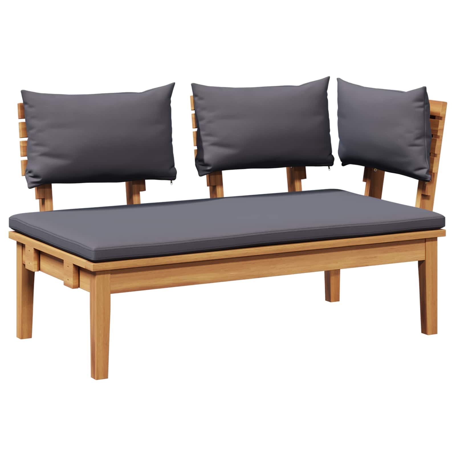 Gartenbank und Tischset 2 stk. Grau und Braun Massivholz Teak