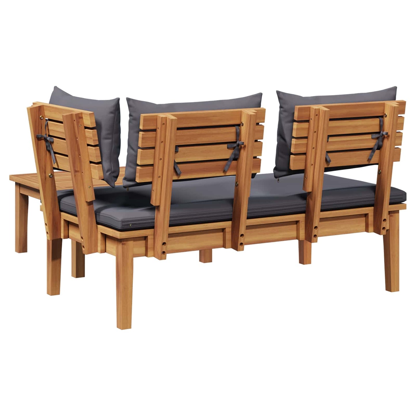Gartenbank und Tischset 2 stk. Grau und Braun Massivholz Teak
