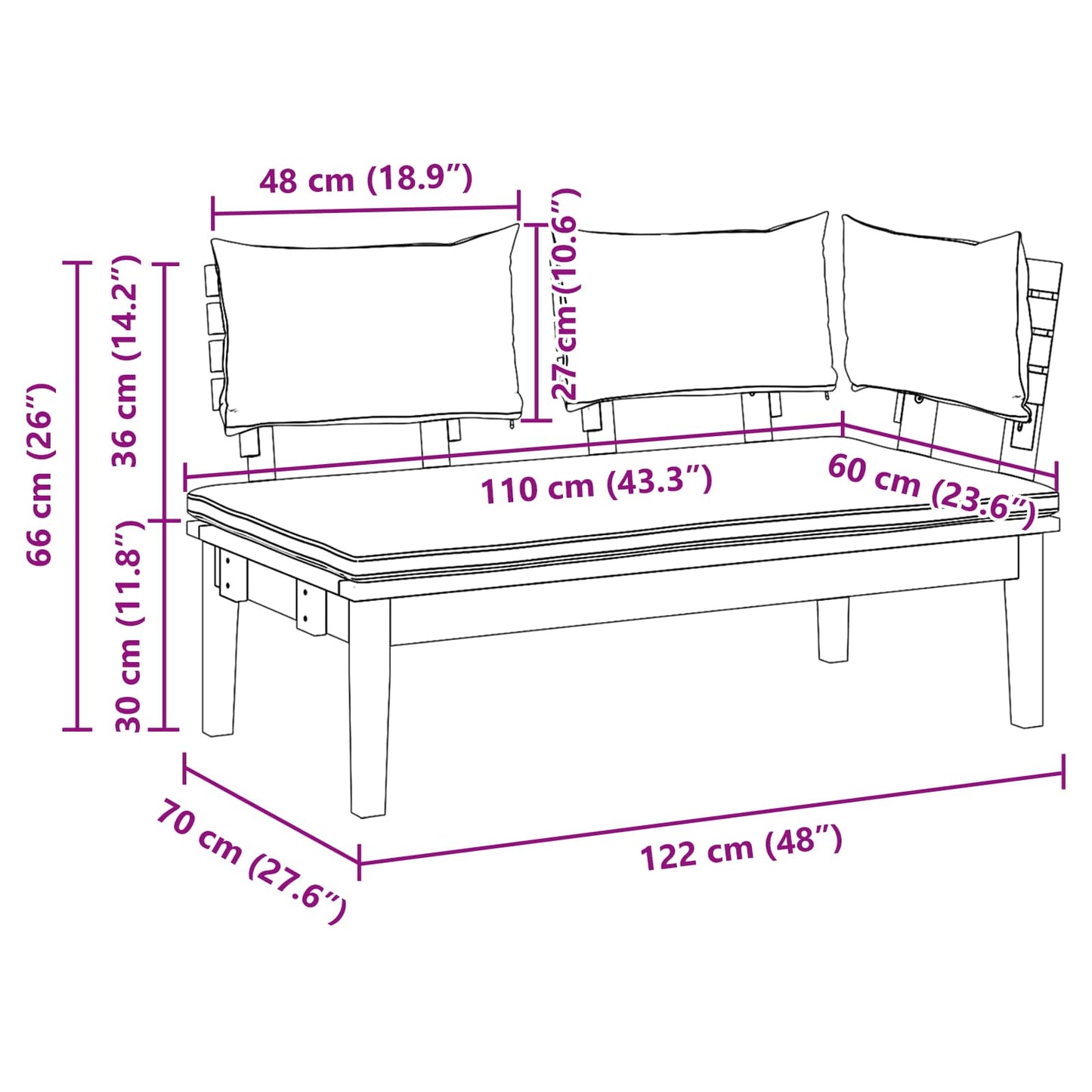 Gartenbank und Tischset 2 stk. Grau und Braun Massivholz Teak