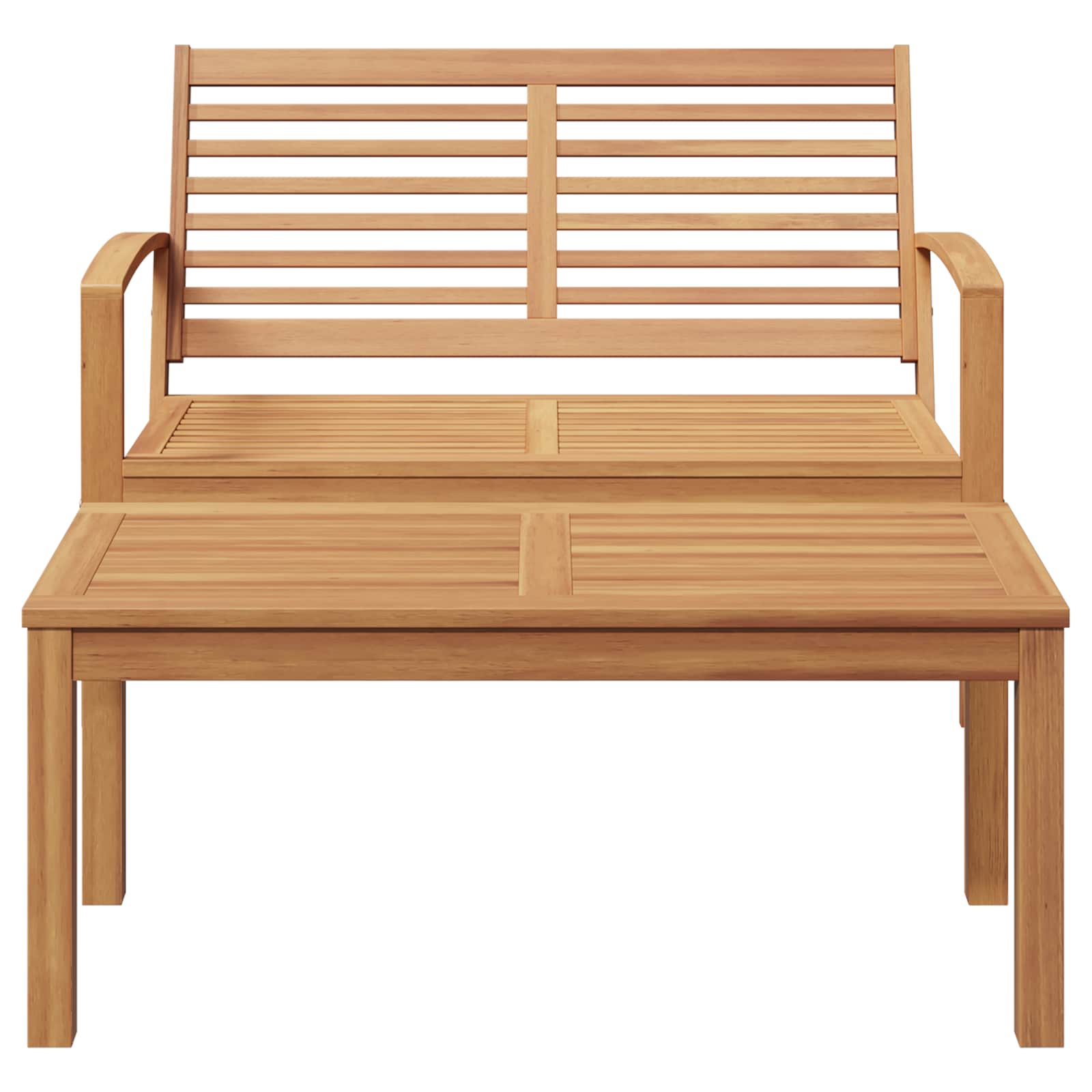 Gartenbank und Tischset 2 Stück Braun Massivholz Teak