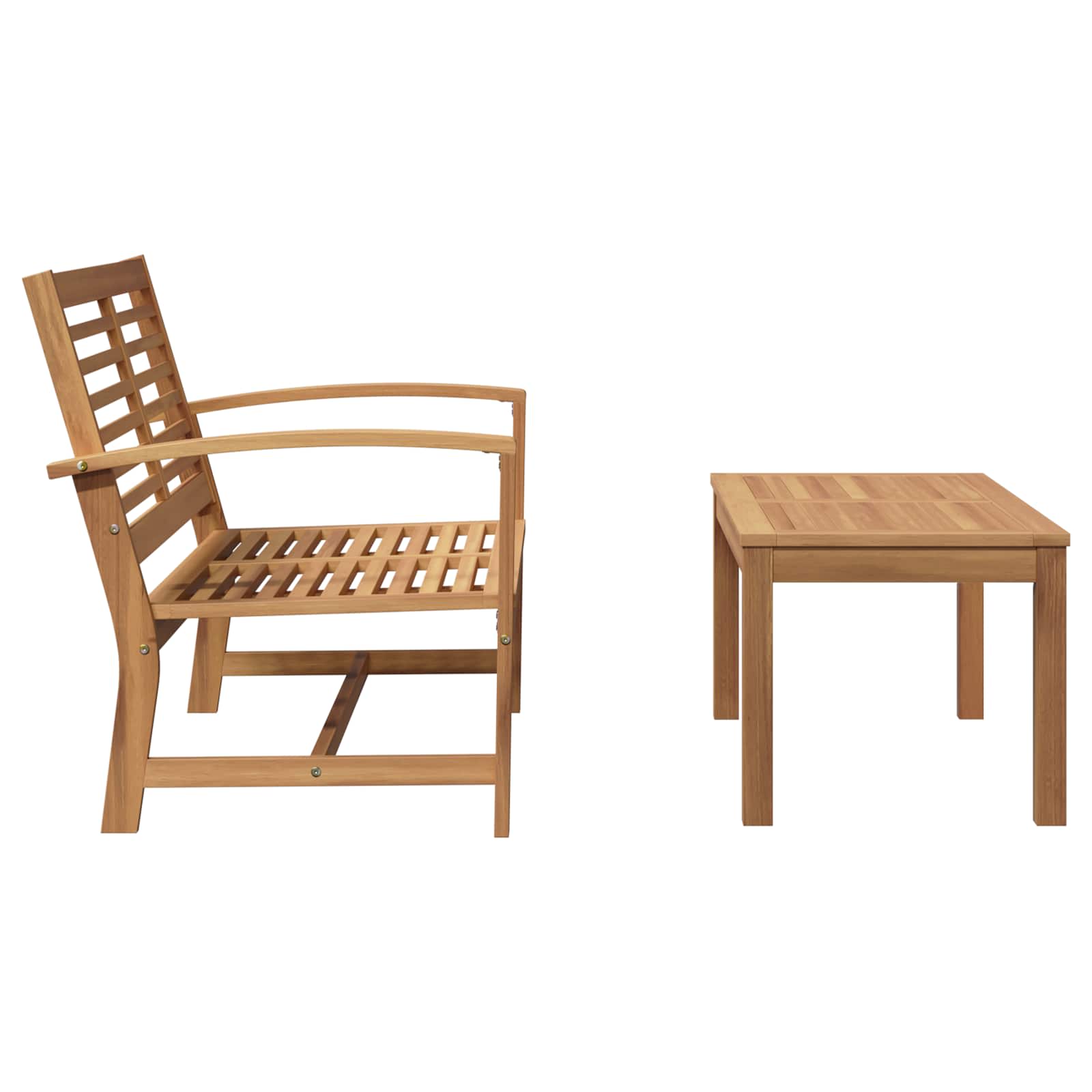 Gartenbank und Tischset 2 Stück Braun Massivholz Teak