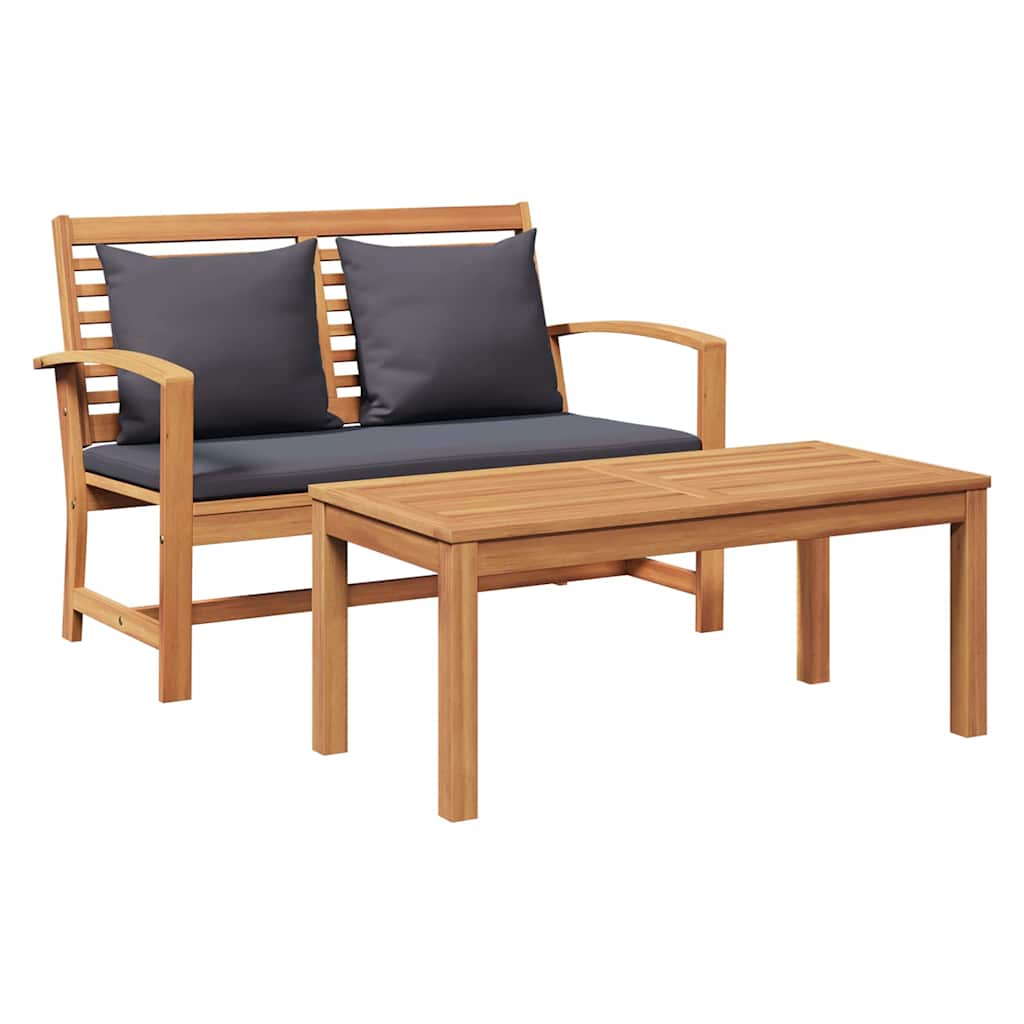 Bank Braun und Dunkelgrau 110 x 66 x 76 cm Massivholz Teak